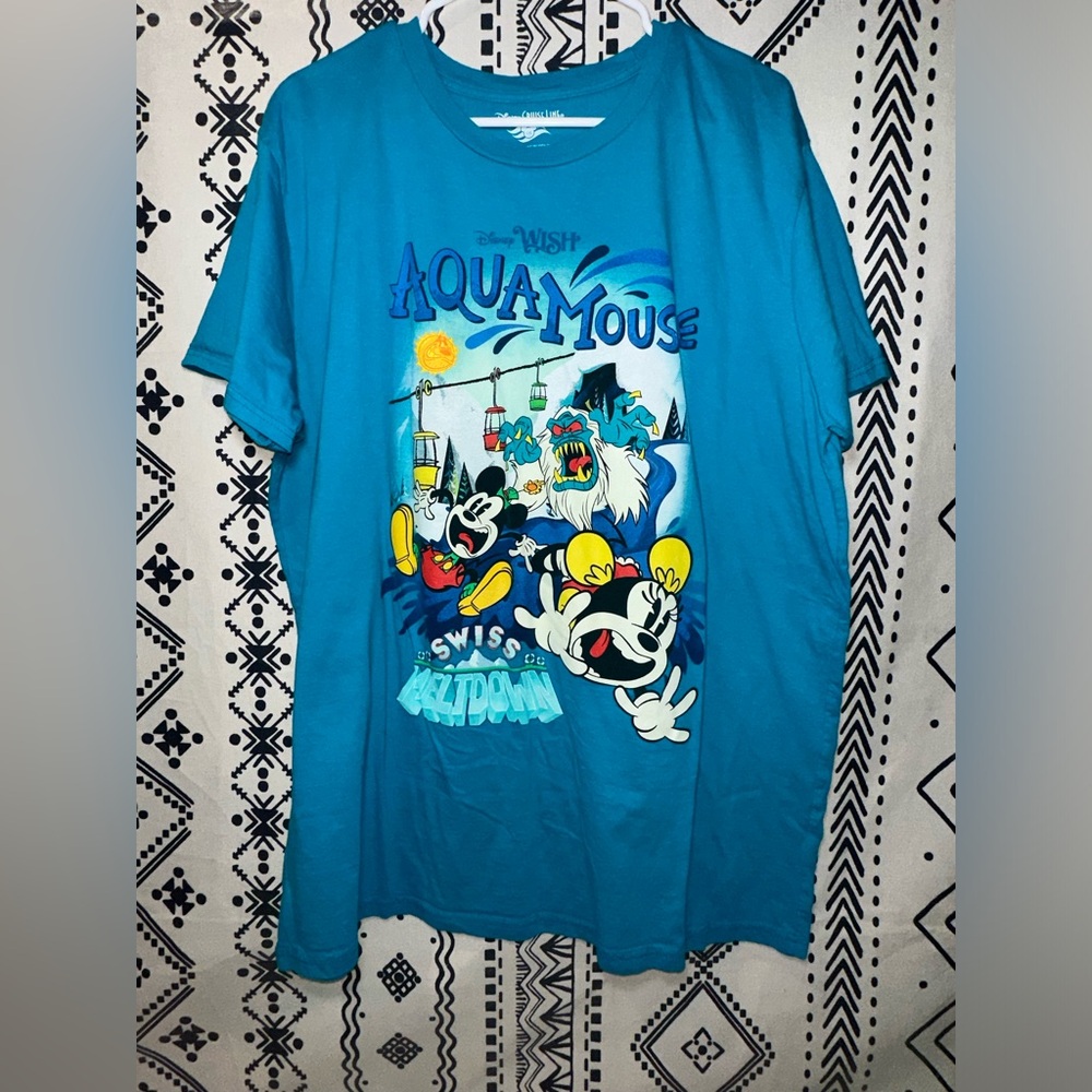 Rare!Disney Cruise Line Disney Wish‎ Aquamouse Mickey & Minnie T-Shirt XXL